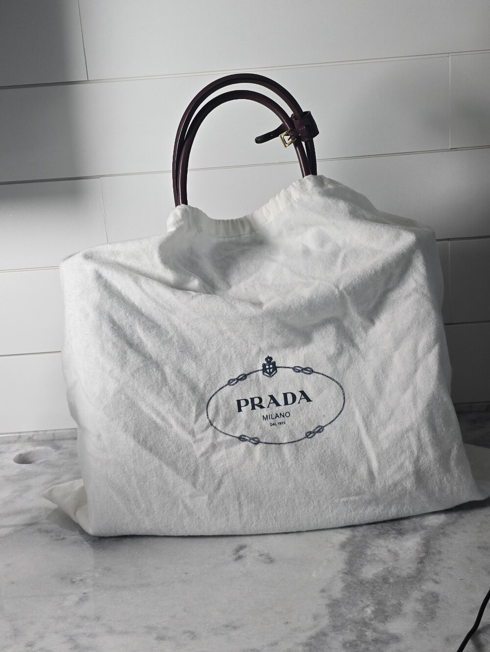 Prada Burgundy Leather Tote Bag with Shoulder Strap AMAZING Has Dust Bag - Picture 10 of 11